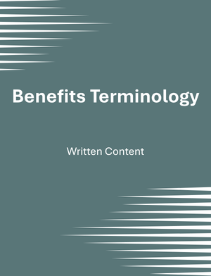 Benefits 101: Benefits Terminology